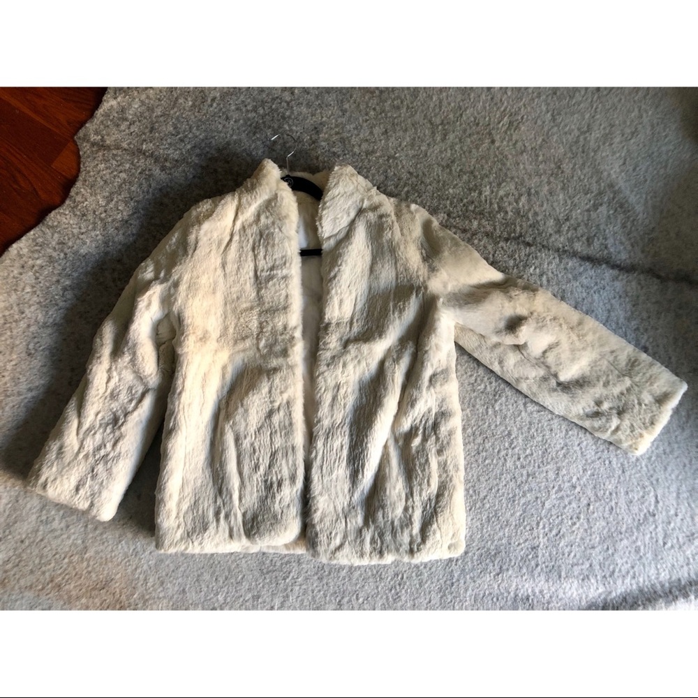 Vintage Cream Authentic White Rabbit Fur Coat Size XS/S